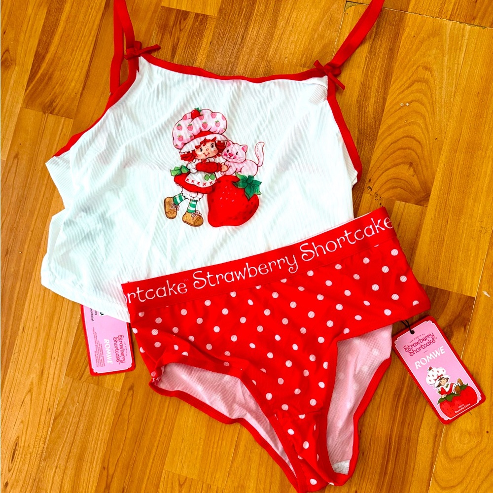 Strawberry shortcake red dotted 2pc lingerie set S